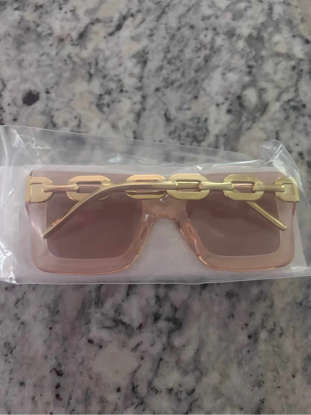 NWT Oversized Peach Square Sunglasses Brown Lens